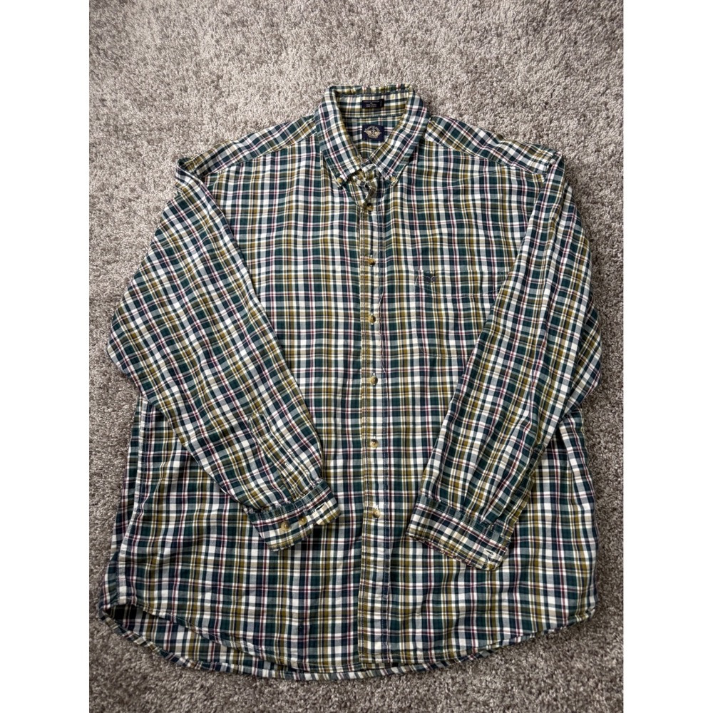 Vintage Dockers Plaid Button Down Shirt Men's XL 90s Green Navy Oversized